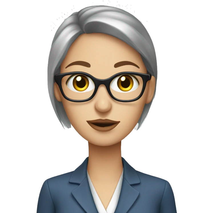 Blue eye secretary with computer emoji