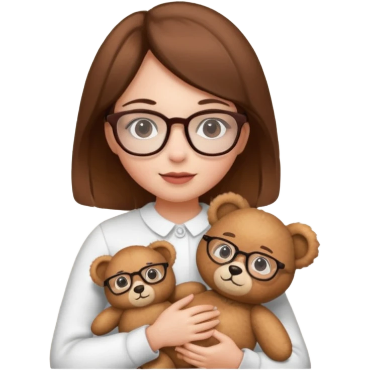 girl wearing glasses with teddy  emoji