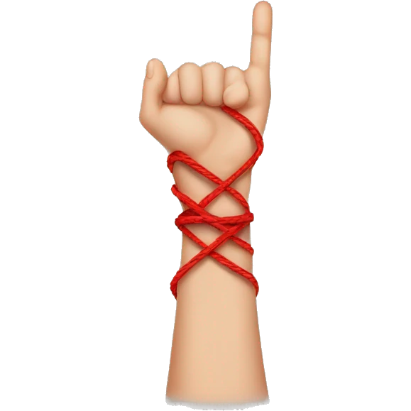 Red string tied around finger emoji