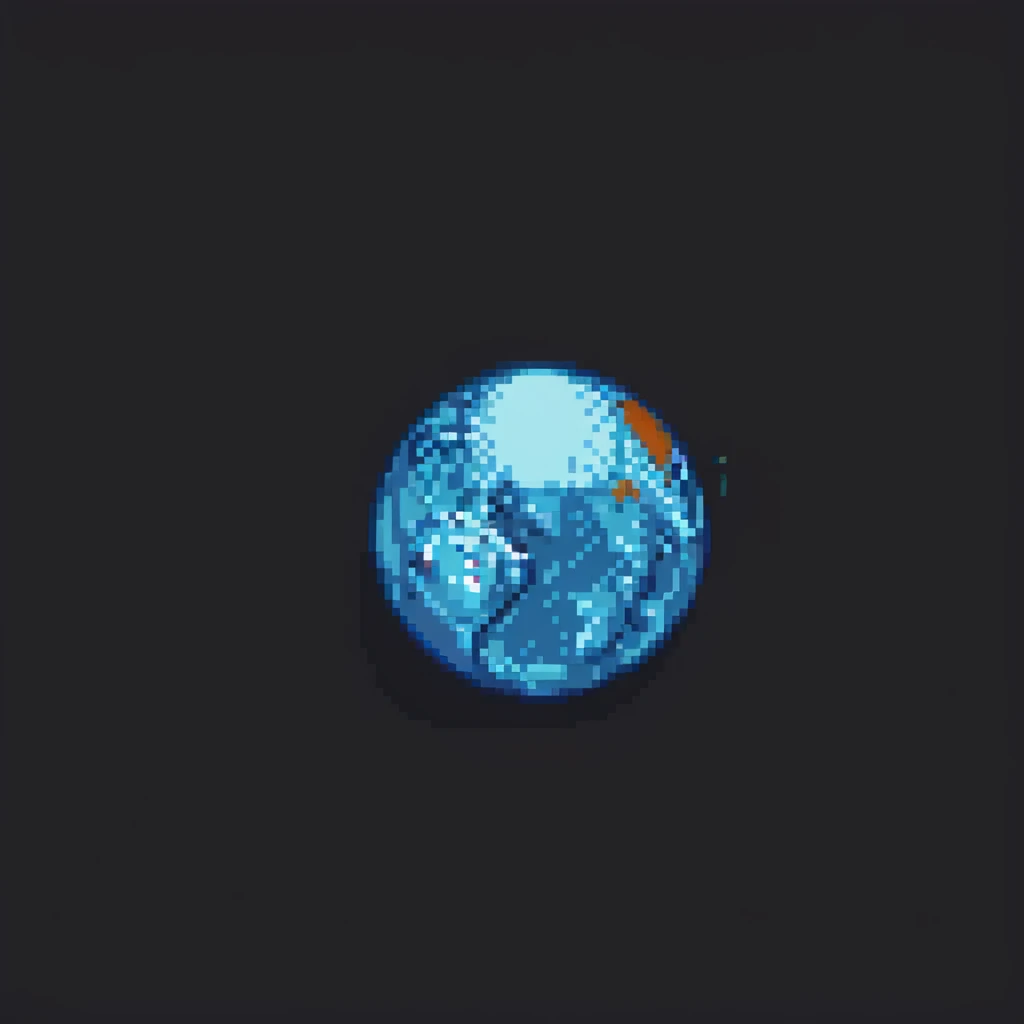 Pluto as a planet, pixel art style, small icy planet, dark space background emoji