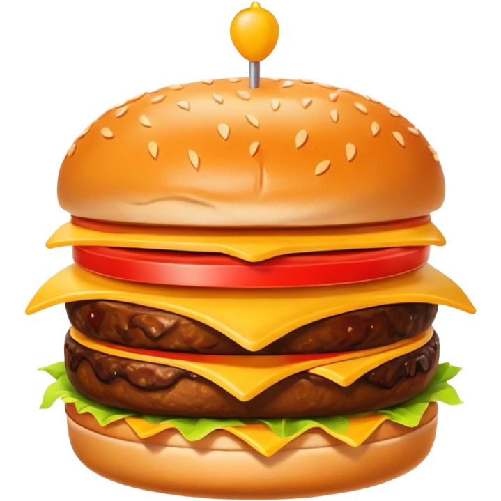 A clean and simple icon of fast food in emoji-style illustration. A burger with fries, bright and bold colors, simple shapes, flat design, high contrast, inviting and appetizing. emoji