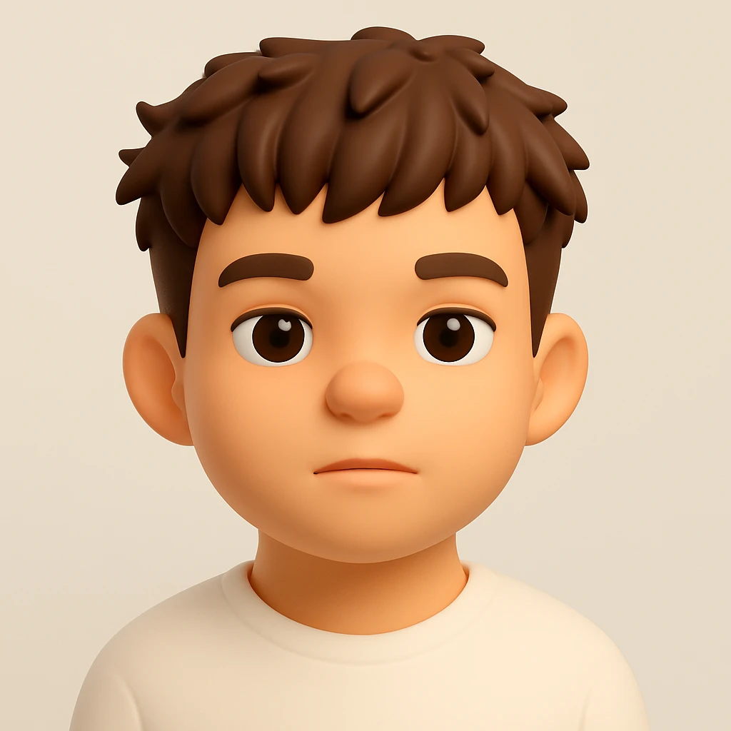 Convert this portrait photo into a 3D emoji style with rounded, cartoon-like features, smooth shading, expressive but simplified facial features, and a neutral background. The style should resemble Microsoft style 3D fluent emojis. emoji