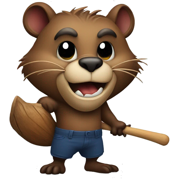 An evil beaver with a bat in his hands emoji