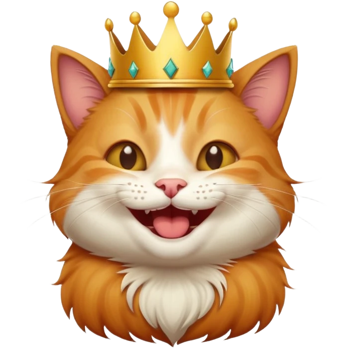 Cat laughing with a crown emoji