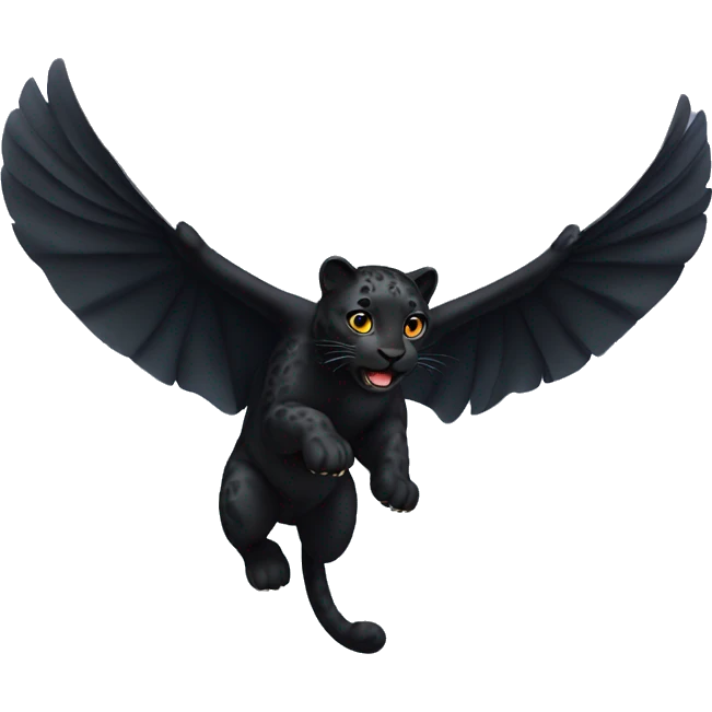 winged black leopard flying emoji