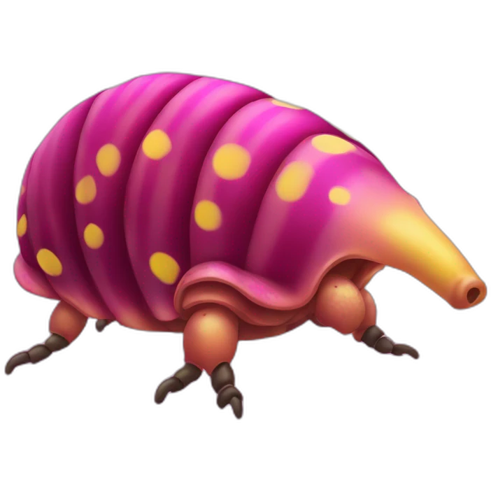 Magenta pig armadillo centipede insect with yellow and black spots gradient mottled emoji