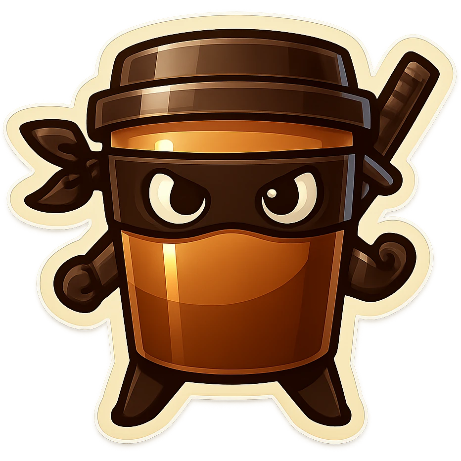 Tall coffee cup, dramatic, ninja emoji