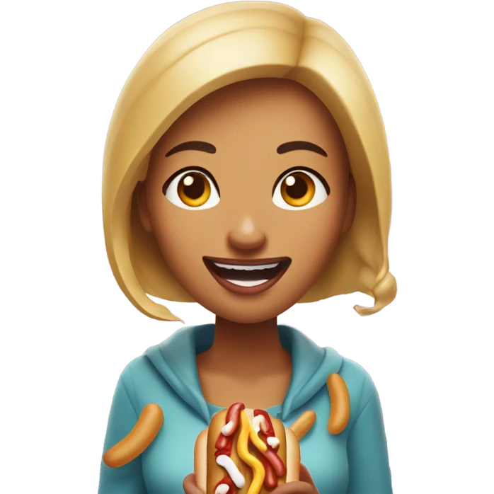 a woman salivating over hot dog emoji