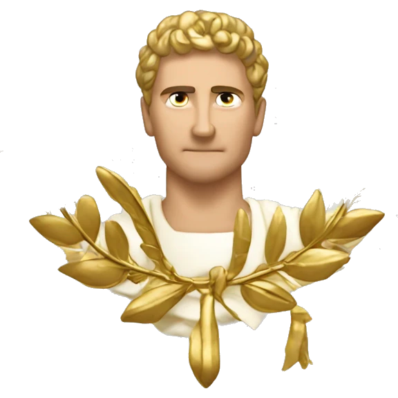 Gold laurel wreath with constantine the great's hea inthe middle emoji