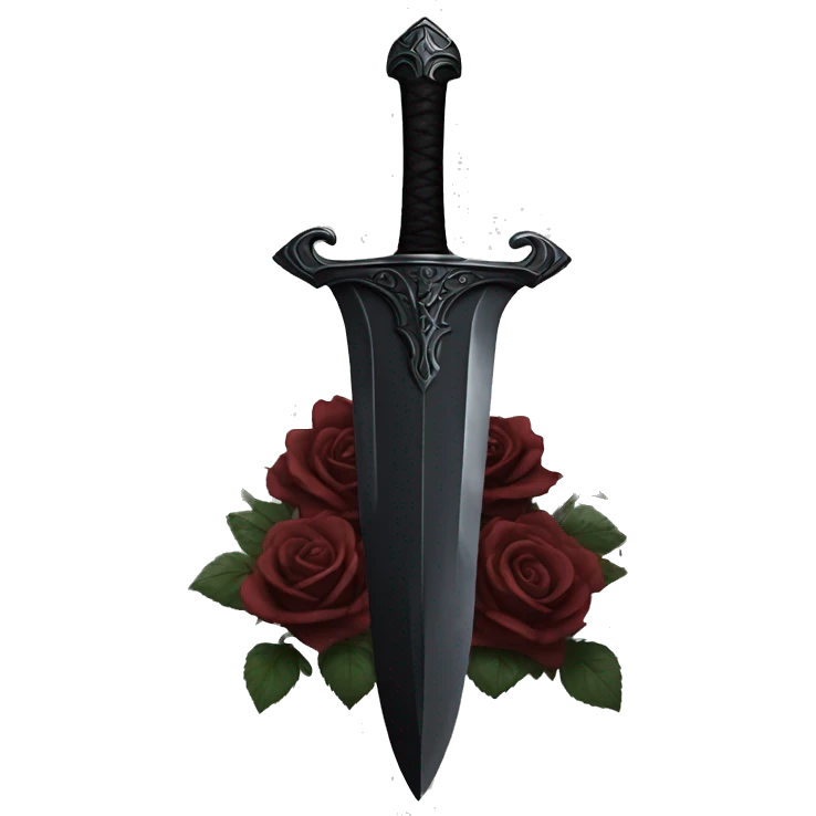 black sword with black roses emoji