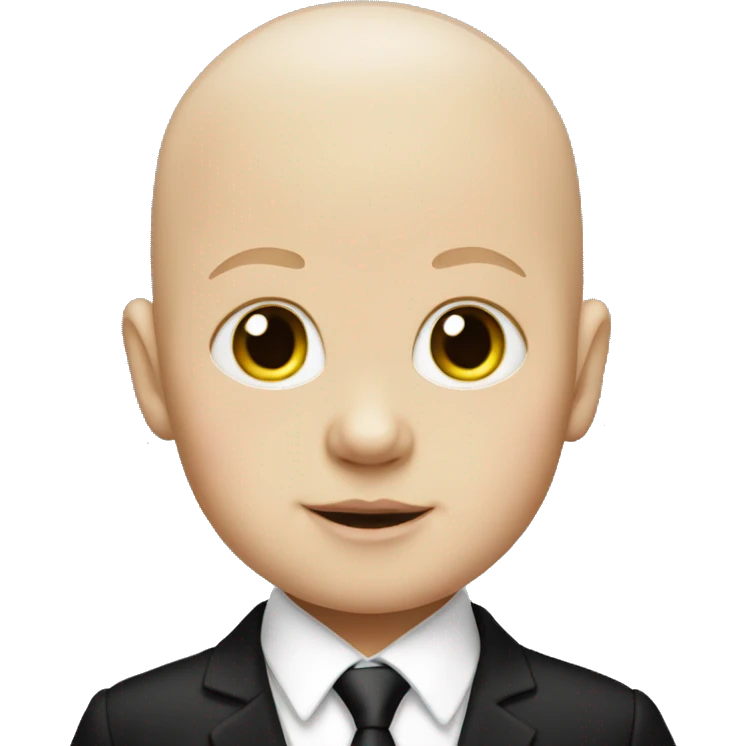 white baby in black suit with no hair emoji
