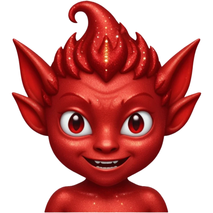 red glitter smilling imp emoji