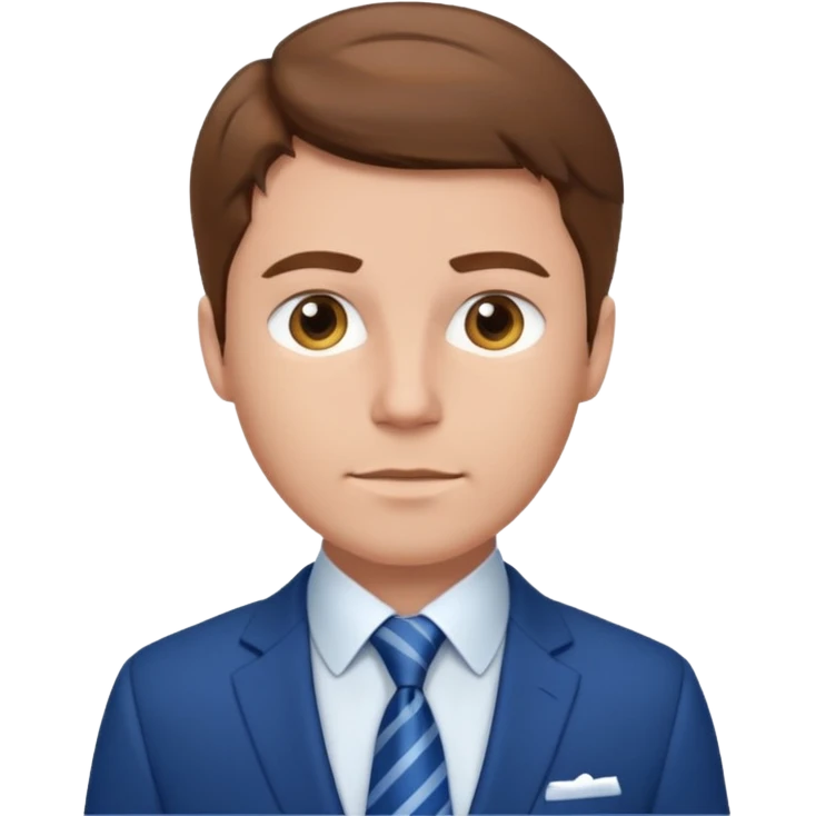 white man with brown hair in blue elegant suit emoji