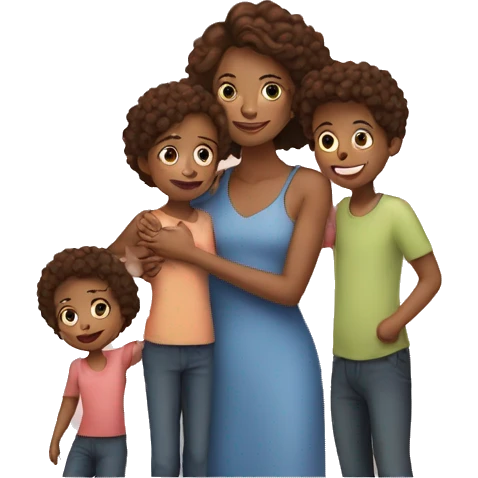 woman with daughter three young boys  emoji