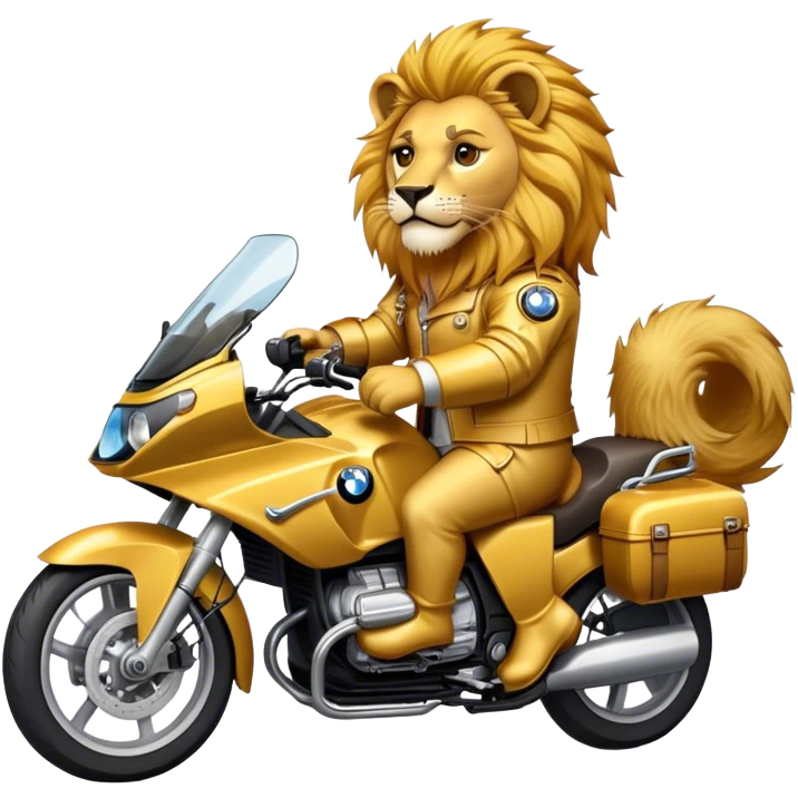 Dressed lion in a BMW motorcycle  emoji