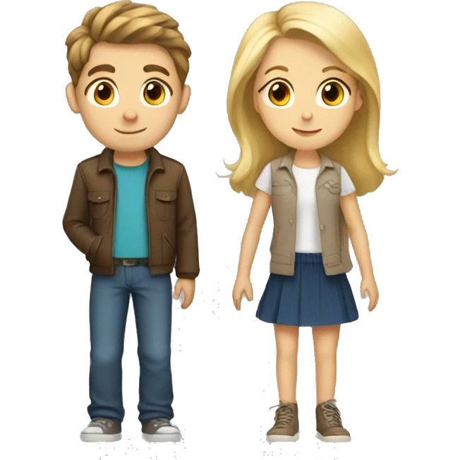 Boy with brown hair and a girl with blonde hair as a couple  emoji