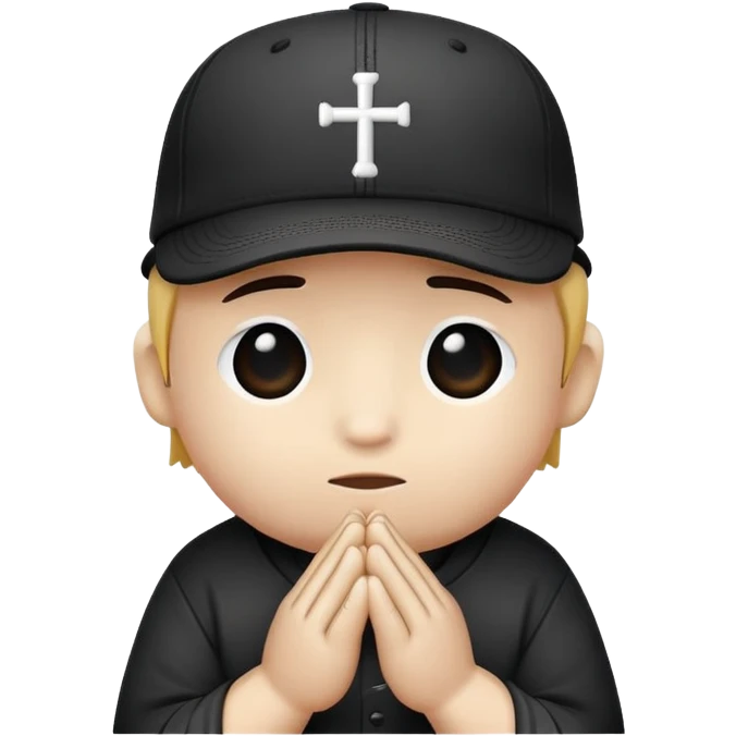 A baseball wearing black hat praying emoji