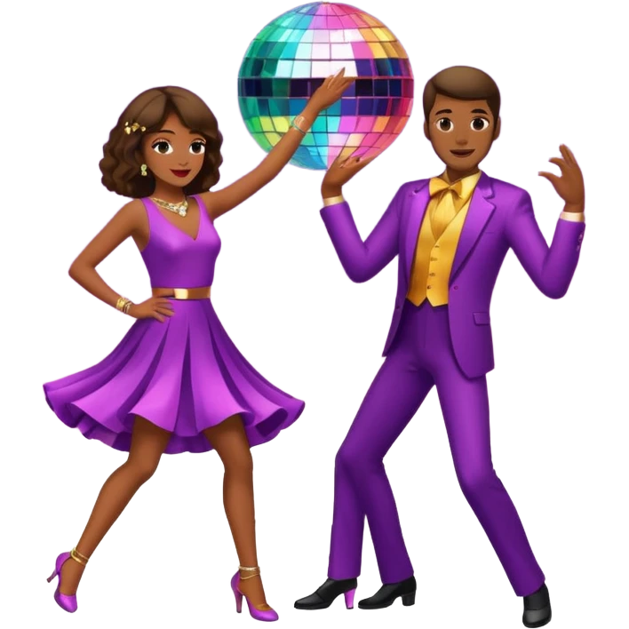man and woman dancing under disco ball emoji