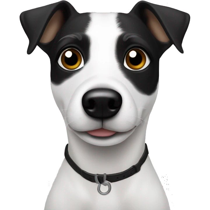 solid white jack russell with solid black eyes  emoji