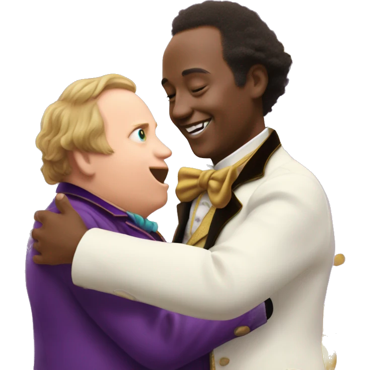 Willy Wonka patting Augustus Gloop on the stomach  emoji