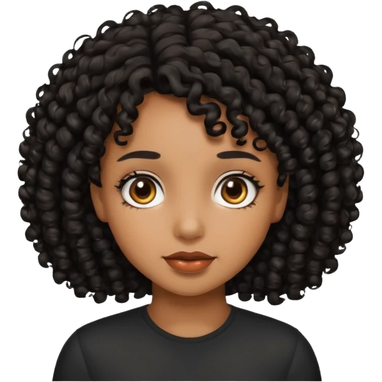 Girl with brown skin black curly hair emoji