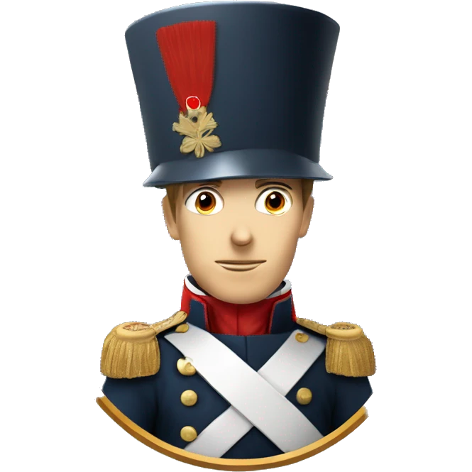 French soldier with white skin of Napoleon era in cylinder hat emoji