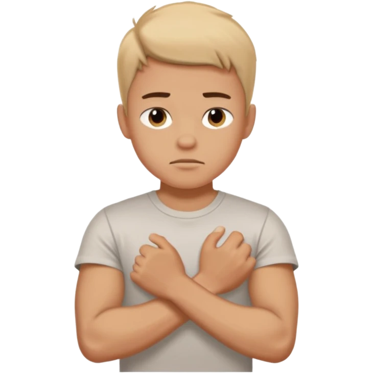 dolore muscolare a un arto di un ragazzo con la maglietta emoji