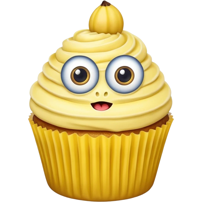 huge mustached banana cupcake big eyes emoji