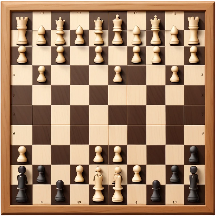 traditional chess board with a wooden border surrounding the 8x8 grid of alternating black and white squares, no chess pieces, top-down view emoji