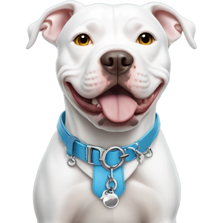 White pitbull with collar that says Ice emoji