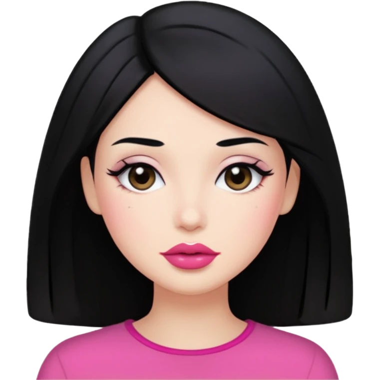 Black hair pink lips blush normal skin  emoji