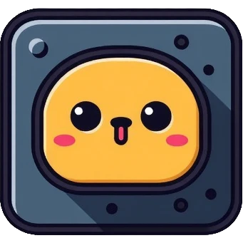 A small decorative AI chip pin with a cute face, representing a collectible AI accessory emoji