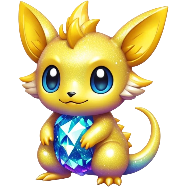 Randomly-colored sparkly chibi Fakémon-creature emoji