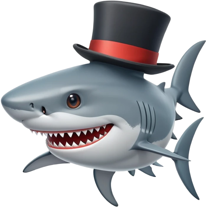 Shark with a top hat emoji