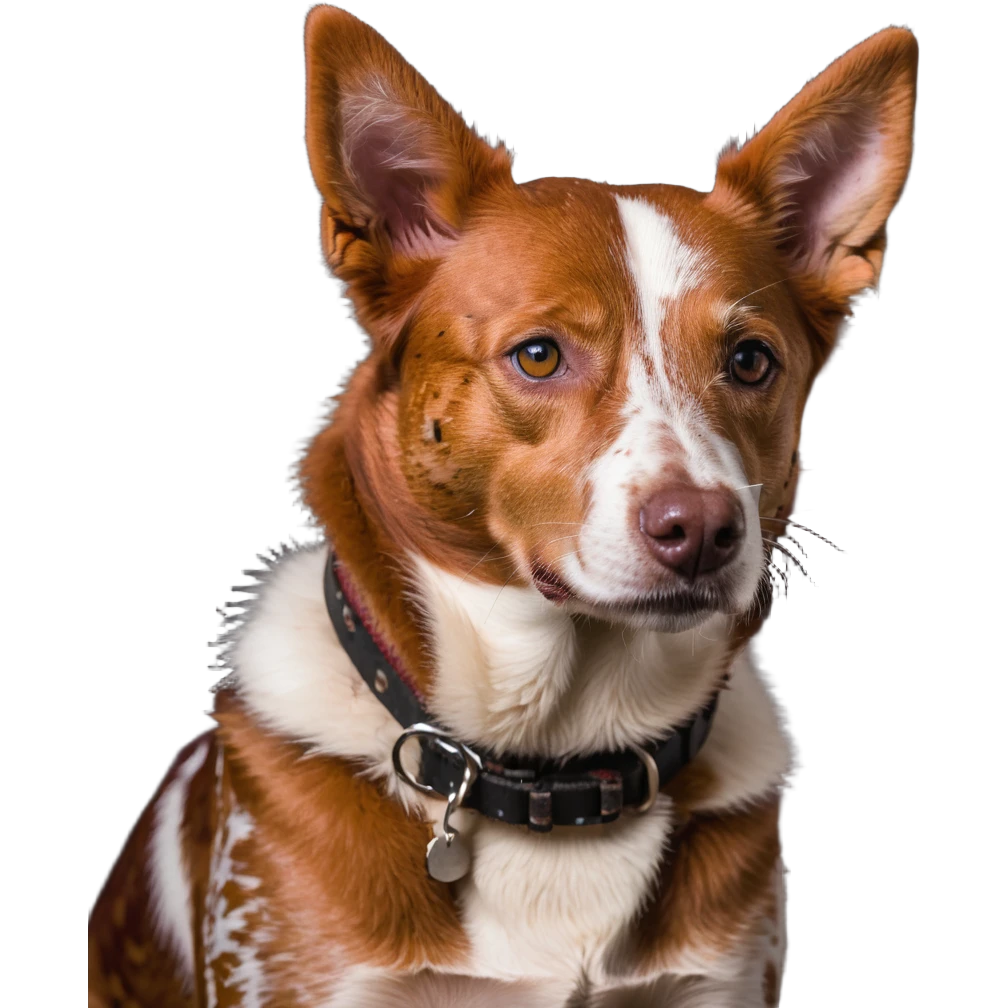 head shot of red heeler cattle dog with distinctive red speckled coat emoji
