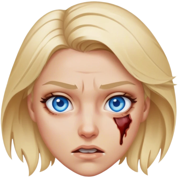 Blond woman with Blue eyes in a brawl emoji