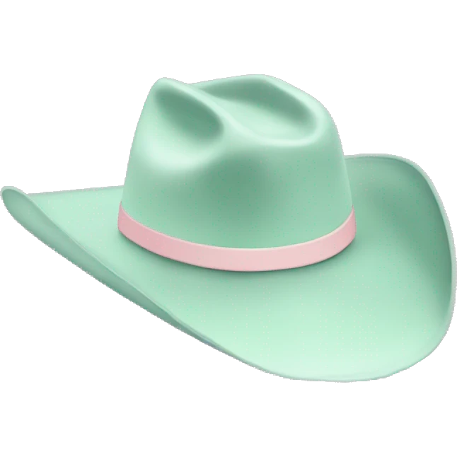 Pale mint cowboy hat with pale pink band emoji