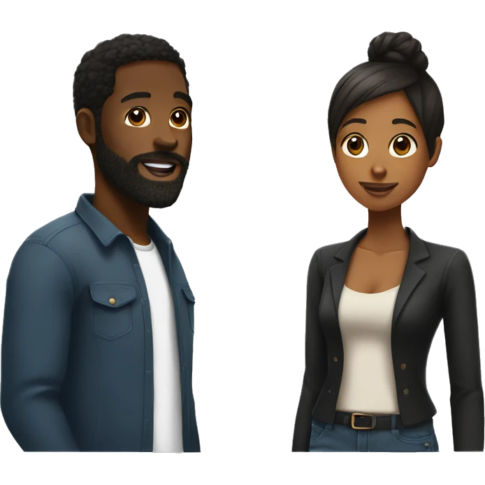 Black guy with beard in relationship with black woman emoji