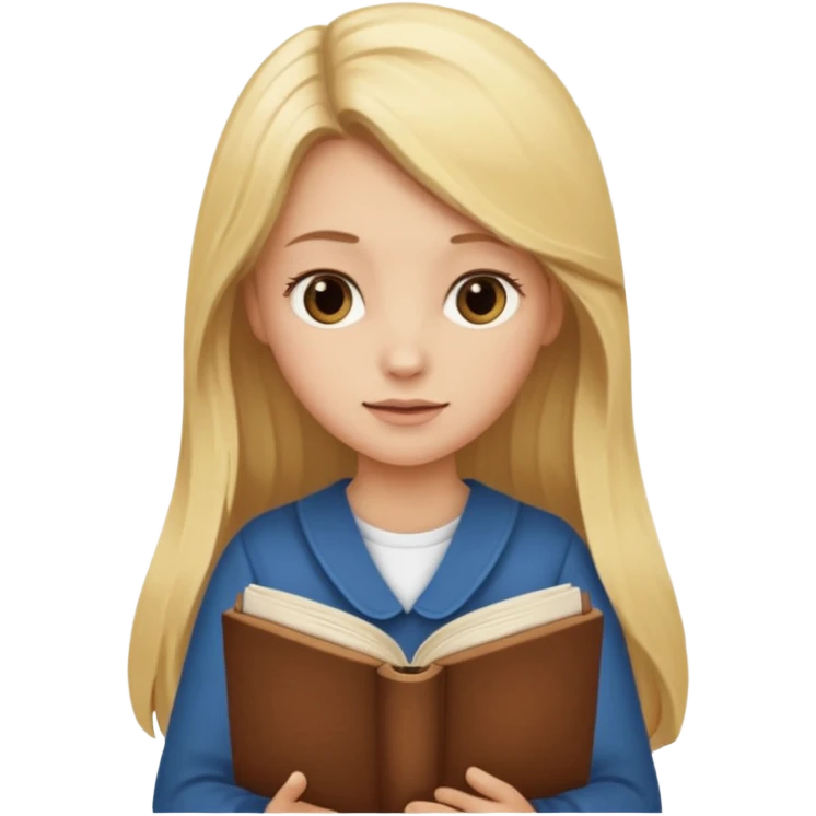 Blonde sexy girl with long hair reading a brown book, brown set  emoji