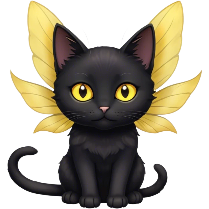 Black cat fairy wings short hair yellow eyes emoji