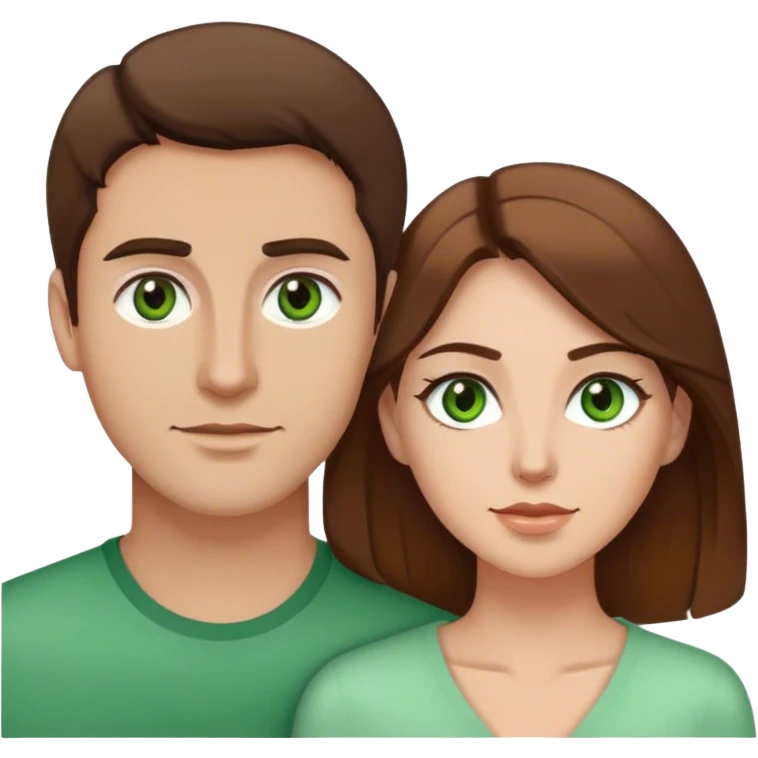 white couple with brown hair, man has brown woman has green eyes  emoji