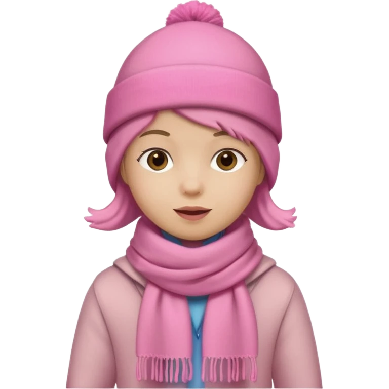 Kid wearing pink hat and scarf, full body emoji