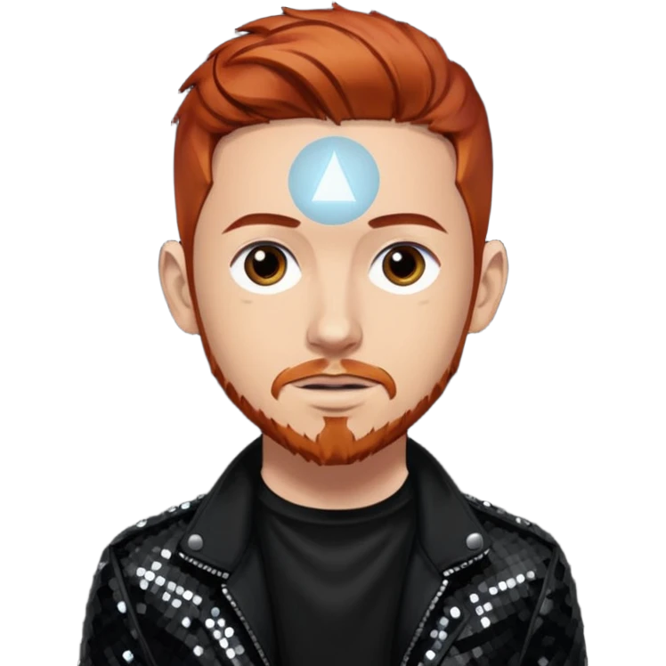 Dave Phoenix Farrell from Linkin Park with auburn hair, light skin, black sequin outfit emoji