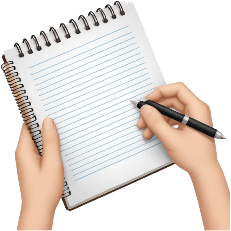 libreta anillada abierta y sostenida por unas manos  emoji