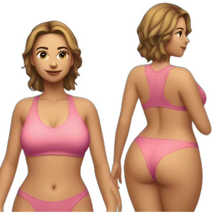 Slim-Thicc caucasian woman swimsuit posing emoji
