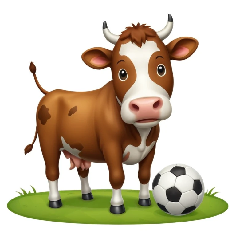 A cow playing football emoji