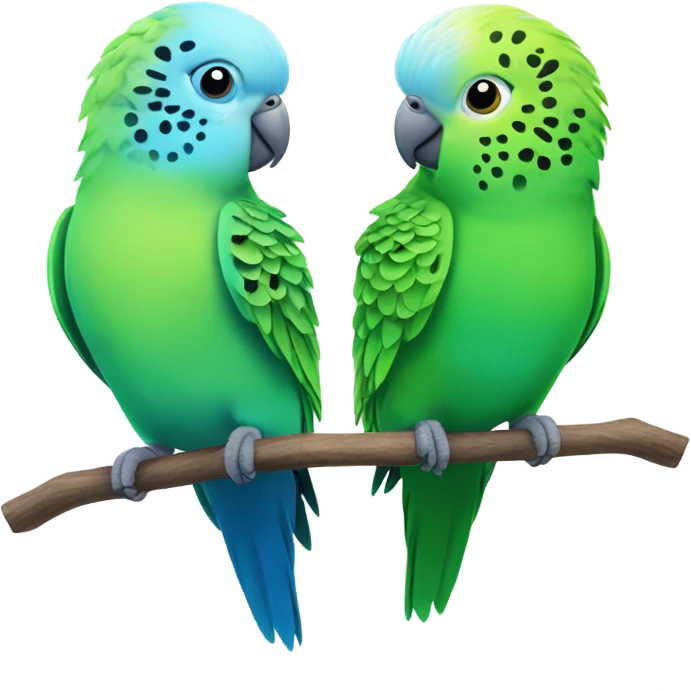 2 green budgies 2 blue budgies  emoji