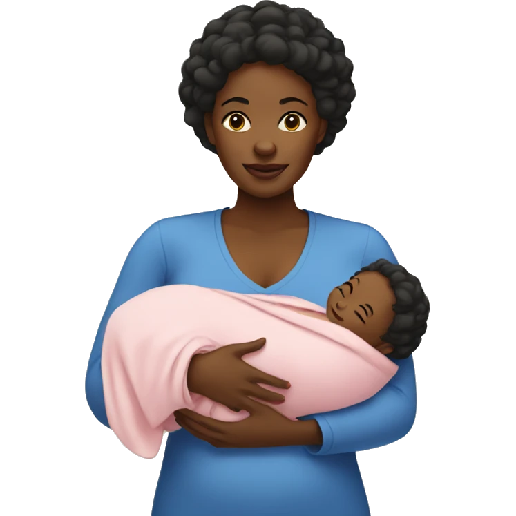 Black mom holding newborn daughter  emoji