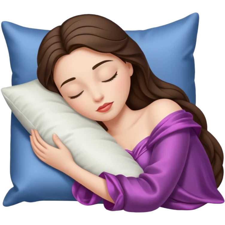sleeping beauty brunette white girl with a silk pillow emoji