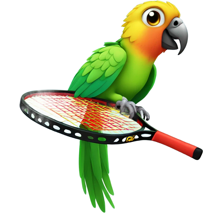 gerren parrot on a tennis racket emoji